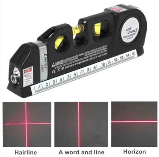 Laser Level Pro 3 (With Tape Measure) – Horizontal, Vertical & Crossline Laser Leveler