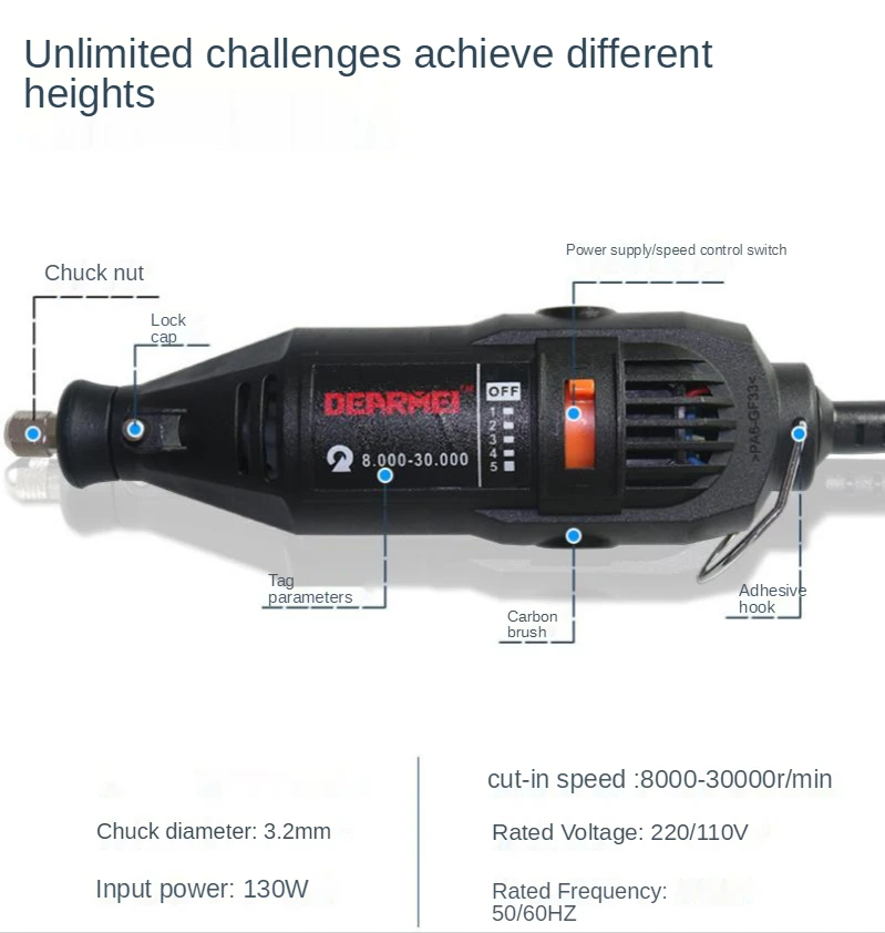 220V 130W Variable-Speed Electric Die Grinder
