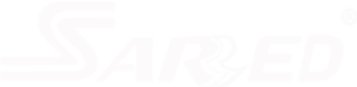 Sarred white logo on a transparent background.