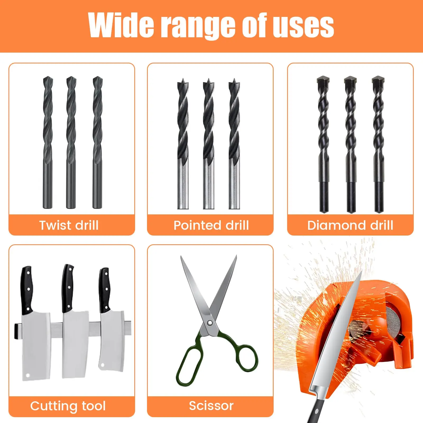 Multipurpose Drill Bit Grinding Sharpener ,Electric Impact Drill Knife Sharpener ,Disposable Double-sided Polishing