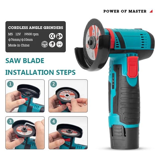 12V 3 Inch Mini Angle Grinder 19500rpm Cordless Mini Angle Grinder