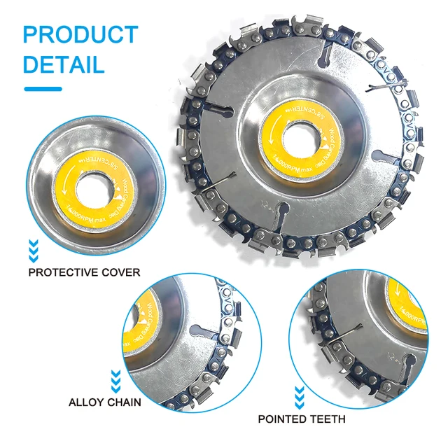 4 Inch 22 Tooth Angle Grinder Dedicated Chain Disc Woodwork Carving Chain Saw Disc