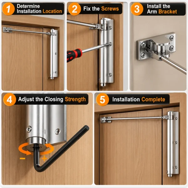 Adjustable Automatic Door Closer Installation Guide Step by Step