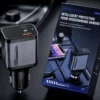 4-in-1 Car Fast Charger with Built-in Dual Cables, USB & Type-C Ports